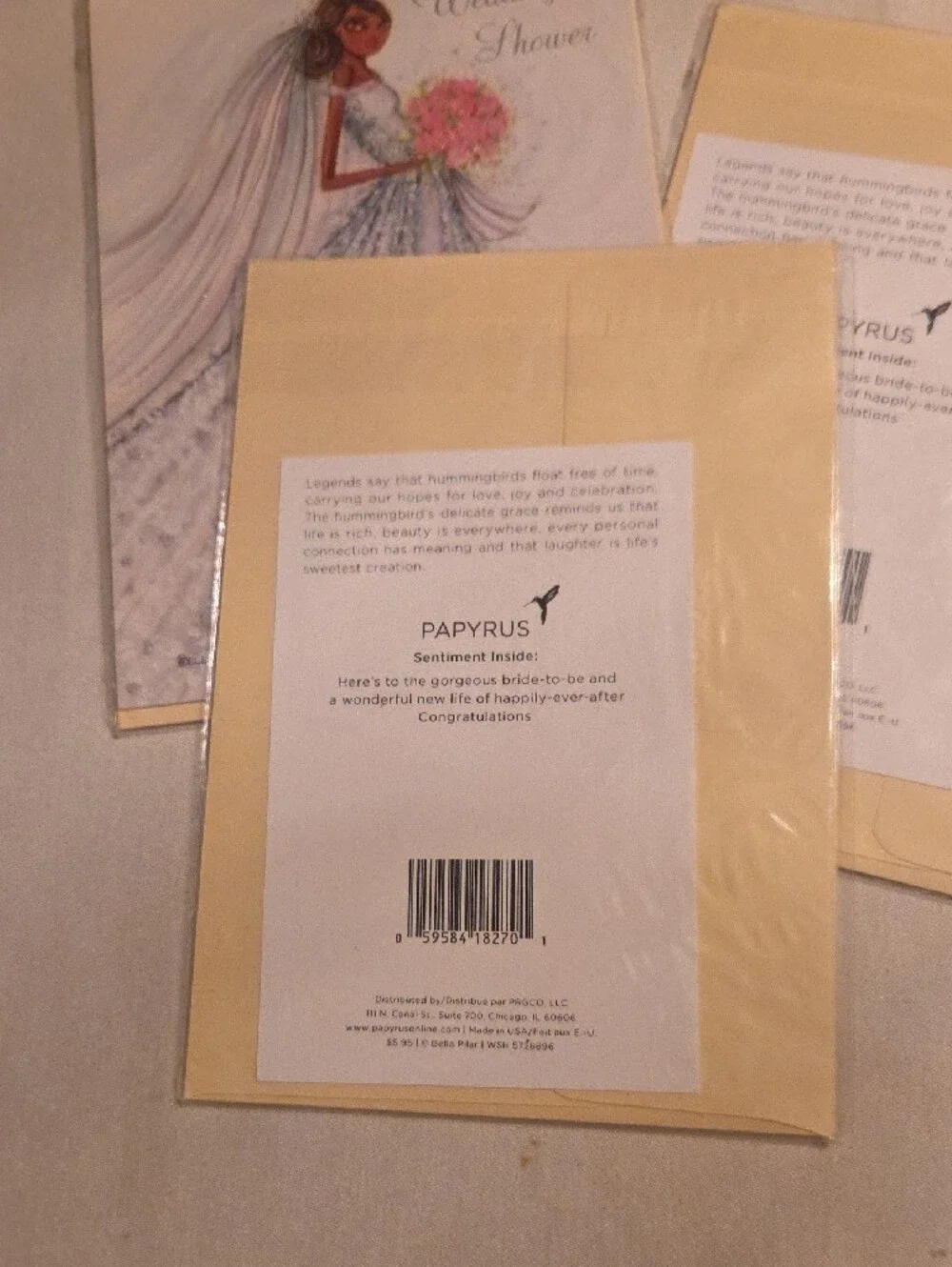 Papyrus Bridal Shower Cards (3) — White Gown with Pink Bouquet